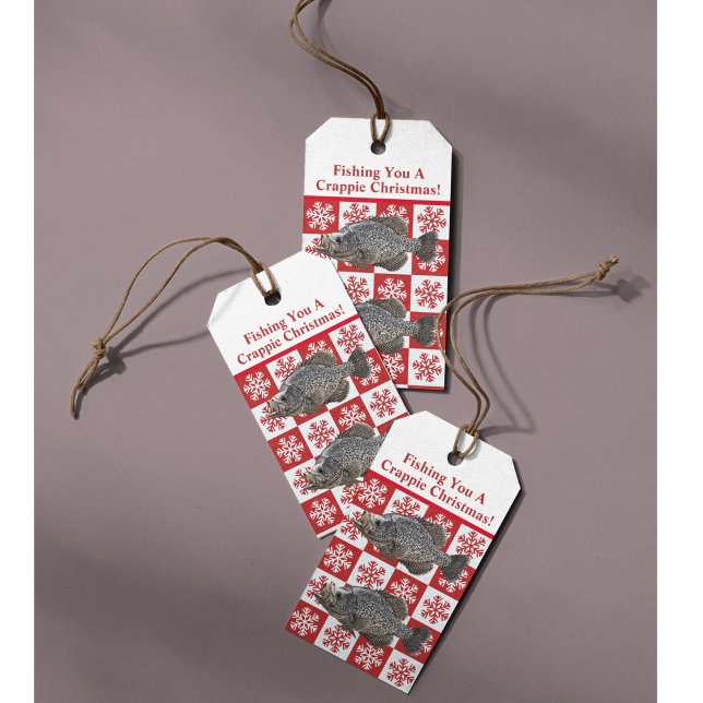 Funny Crappie Fishing Pun God jul Anpassningsbar Presentetikett (Crappie fishing punny gift tags.)