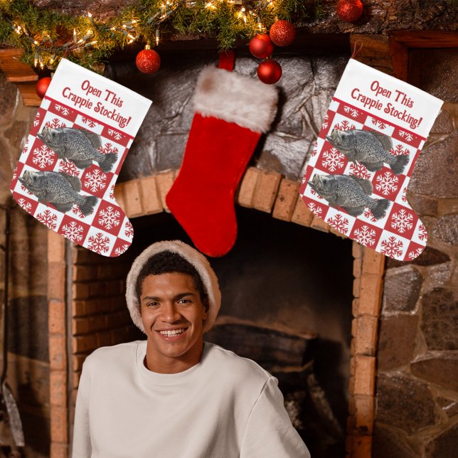 Funny Crappie Fishing Pun God jul Stor Julstrumpa (One of a kind crappie fishing funny pun stocking.)