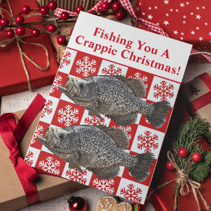 Funny Crappie Fishing Pun jul Festive Anpassningsb Helgkort