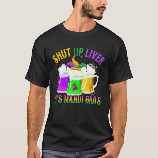 Funny Crawfish Boil Mardi Gras Beer Drinking Shut  T Shirt (Framsida)