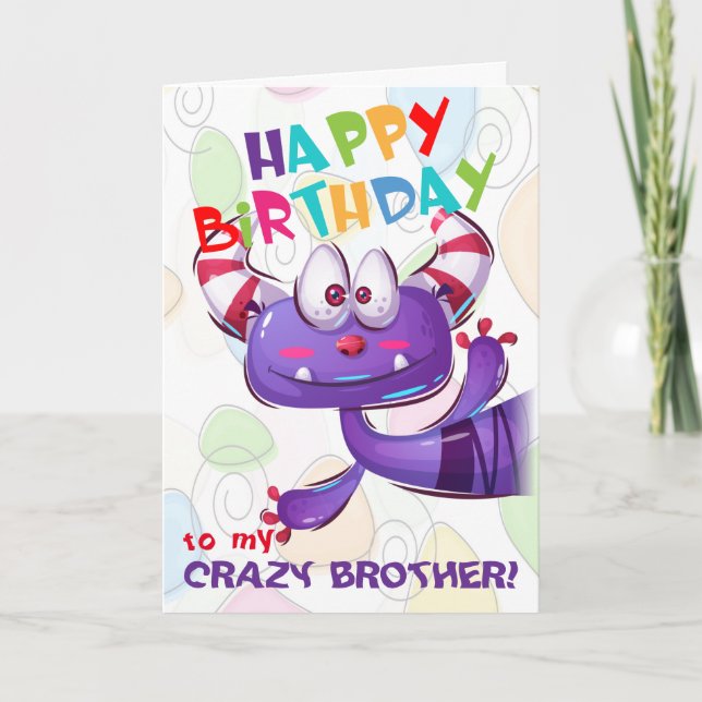 Funny Crazy Brother Birthday Kort (Framsida)