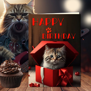 Funny Crazy Cat Dam Birthday Kort