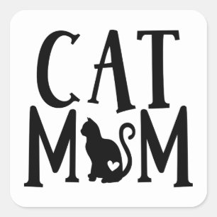 Funny Crazy Cat Dam Kattunge Mamma Kitten Kattunge Fyrkantigt Klistermärke