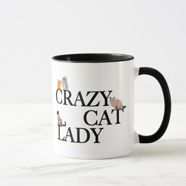 Funny Crazy Cat Dam Mugg (Höger)