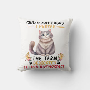 Funny Crazy Cat Dam som säger Kudde