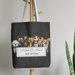 Funny Crazy Cats Hundar Pet Sitter Business Black Tygkasse