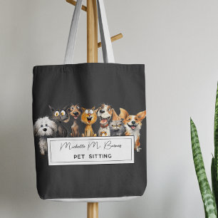 Funny Crazy Cats Hundar Pet Sitter Business Black Tygkasse