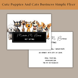 Funny Crazy Cats Hundar Pet Sitter Business Flygblad