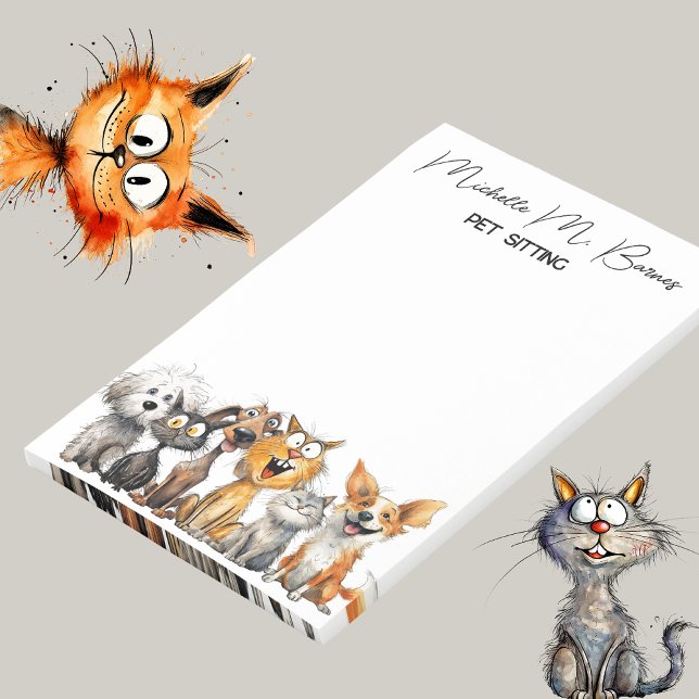 Funny Crazy Cats Hundar Pet Sitter Business Post-it Block (Skapare uppladdad)