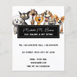 Funny Crazy Cats Hundar Pet Sitter Modern White Flygblad