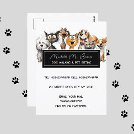 Funny Crazy Cats Hundar Pet Sitter Modern White Vykort