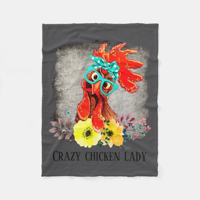 Funny Crazy Chicken Lady Word Art  Fleecefilt (Framsidan)