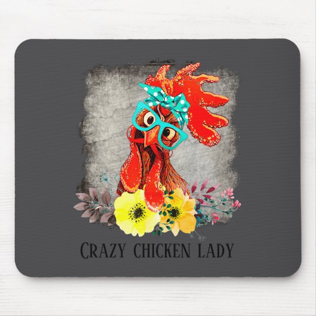 Funny Crazy Chicken Lady Word Art  Musmatta (Framsidan)