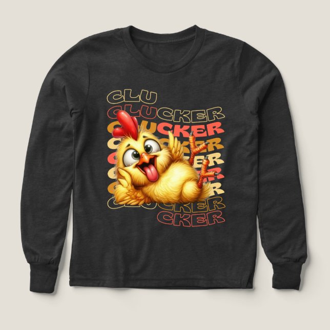 Funny Crazy Clucker Chicken - Tecknad Tupp T Shirt (Design framsida)