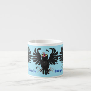 Funny crazy crow raven cartoon illustration espressomugg