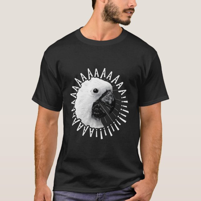 Funny Crazy Screaming Cockatoo Hoodie Parrot Bird T Shirt (Framsida)