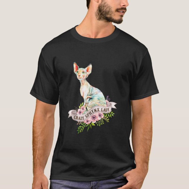 Funny Crazy Sphynx Dam Cat Lover T Shirt (Framsida)