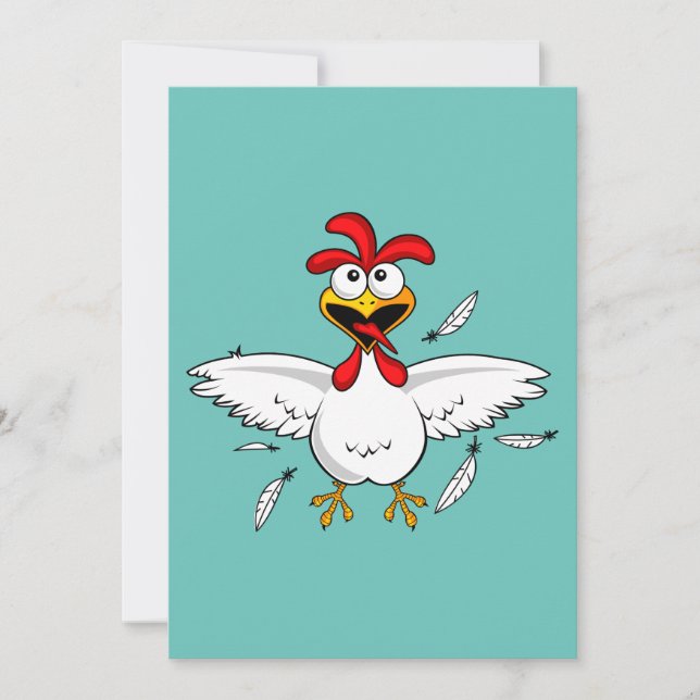Funny Crazy Tecknad Chicken Vinge Fling (Framsida)