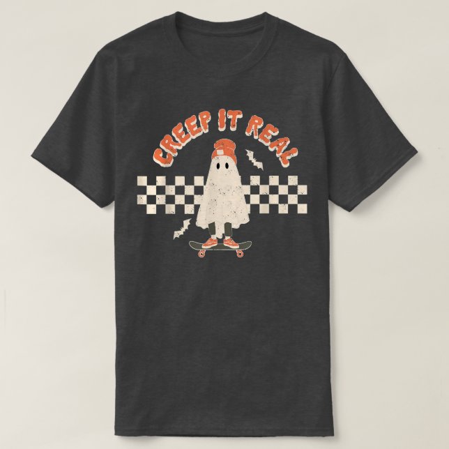 Funny CREEP IT REAL Ghost Wearing Hat T Shirt (Design framsida)