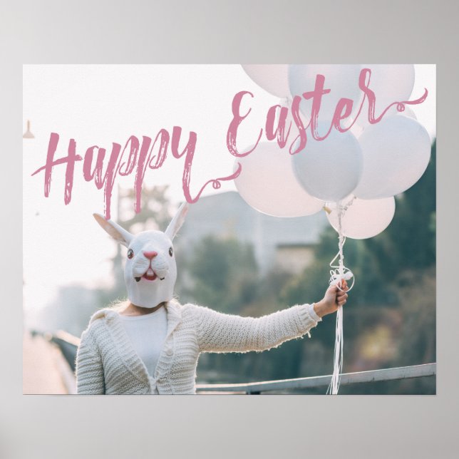 Funny Creepy Bunny Mask Glad påsk Poster (Framsidan)