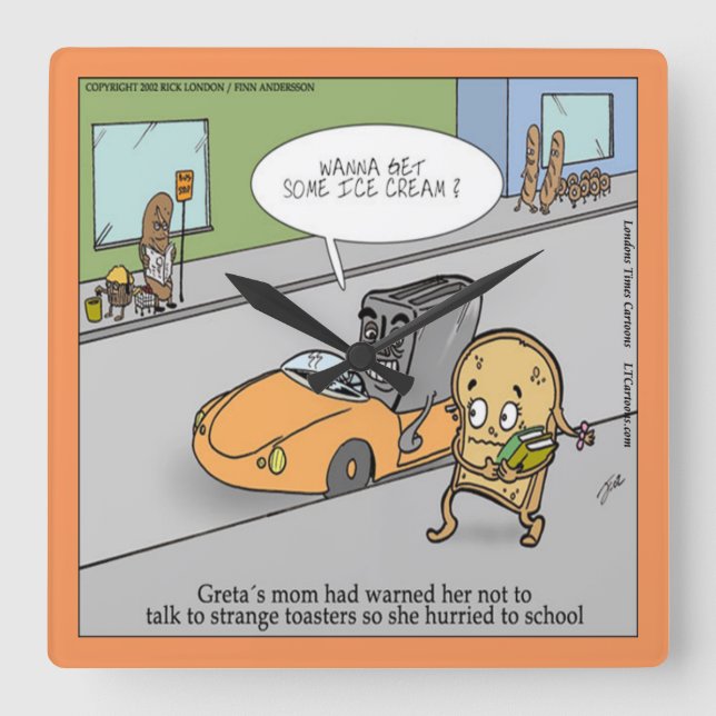 Funny Creepy Toaster Wall Clock Fyrkantig Klocka (Framsida)