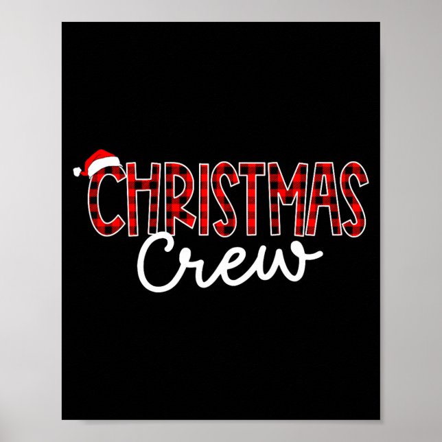 Funny Crew Santa Hat Christmas Red Plaid Xmas Fami Poster (Framsidan)