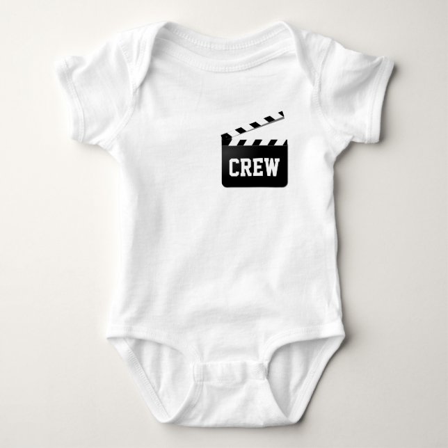 Funny Crew Typography Black White Clapperboard Tee (Framsida)