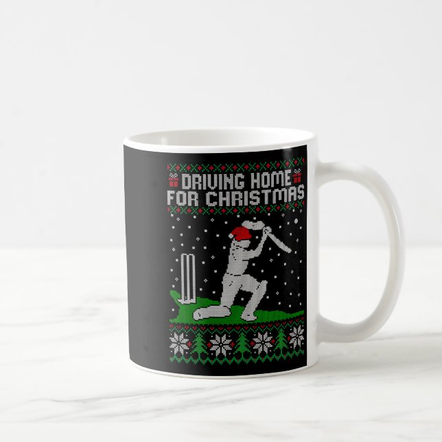Funny Cricket Player Driving Home For Christmas Sw Kaffemugg (Höger)