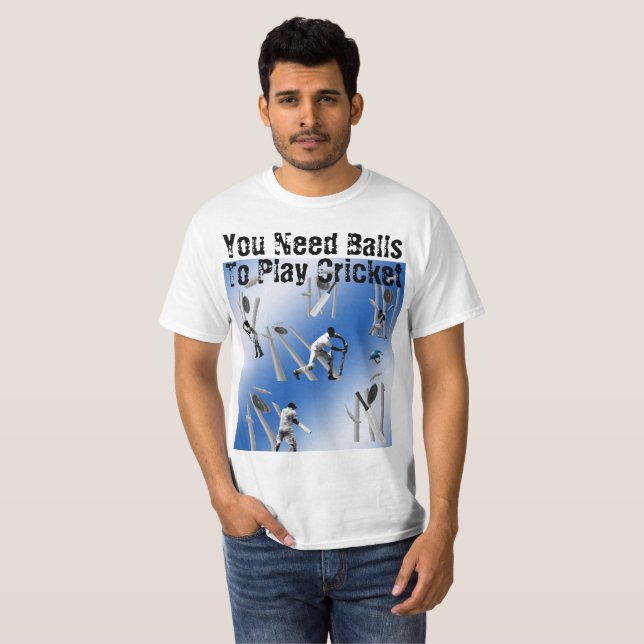 Funny Cricket Players design T Shirt (Hel framsida)