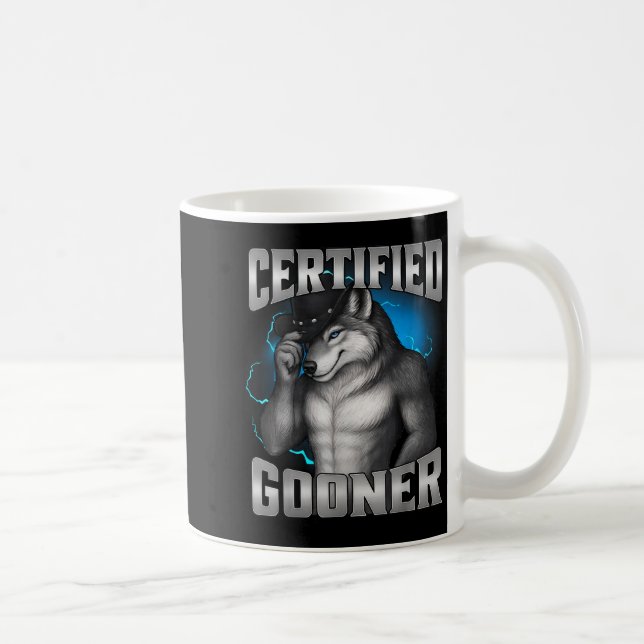 Funny Cringe Sigma Wolf Certified Gooner  Kaffemugg (Höger)