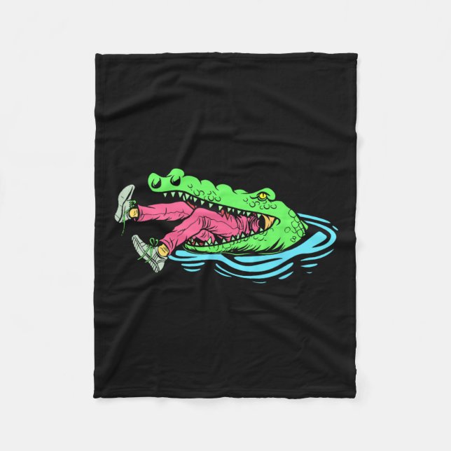 Funny Croc Hunter Hunting Season Crokodile Hunting Fleecefilt (Framsidan)