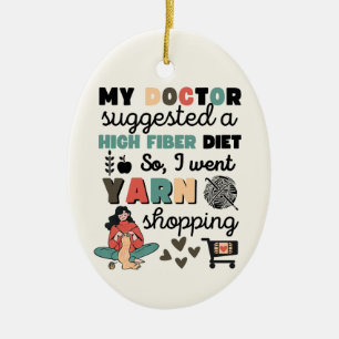 Funny Crochet Knitting-gåva, krok, garn, humor Julgransprydnad Keramik