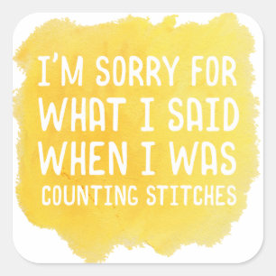 Funny Crochet Stitch Fyrkantigt Klistermärke