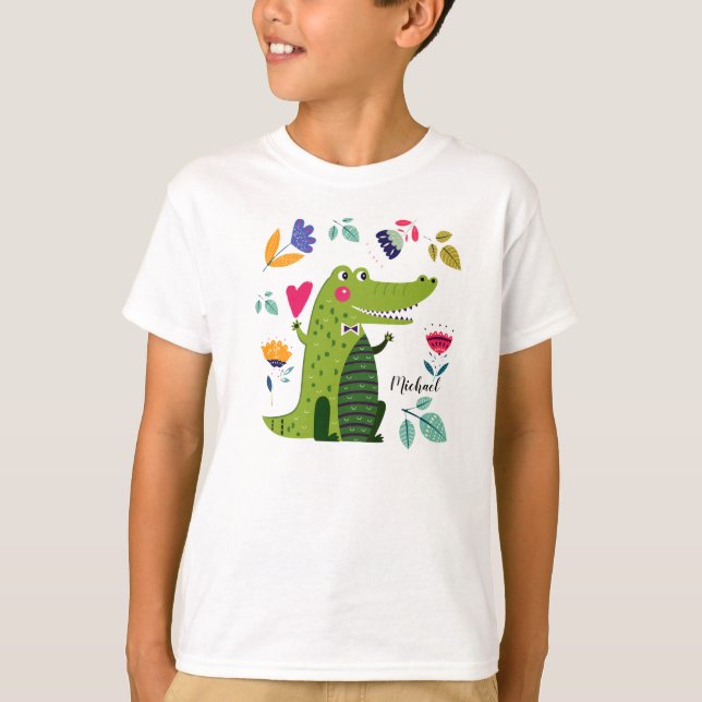 Funny Crokodile-anpassat namn Tee Shirt (Framsida)