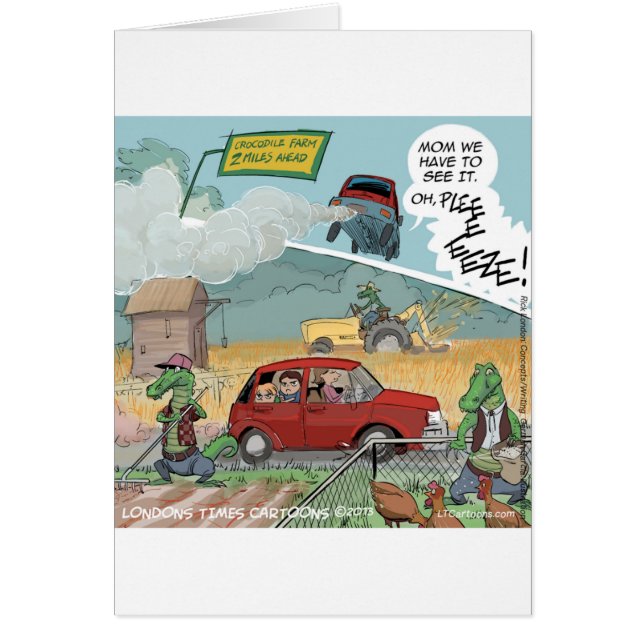 Funny Crokodile Farm Hälsningskort (Framsidan)