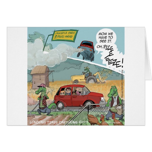 Funny Crokodile Farm Hälsningskort (Framsidan Horizontal)