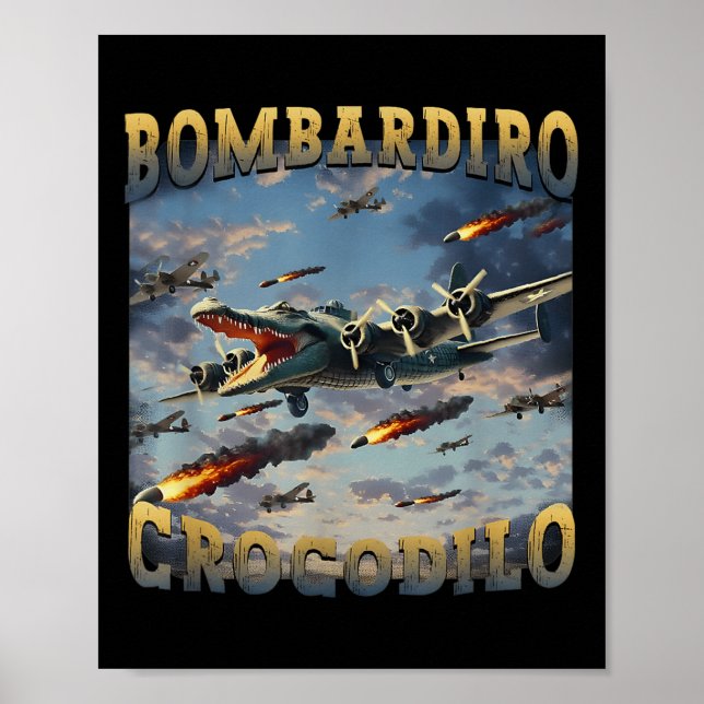 Funny Crokodile Meme Bombardiro Crokodilo Funny Br Poster (Framsidan)