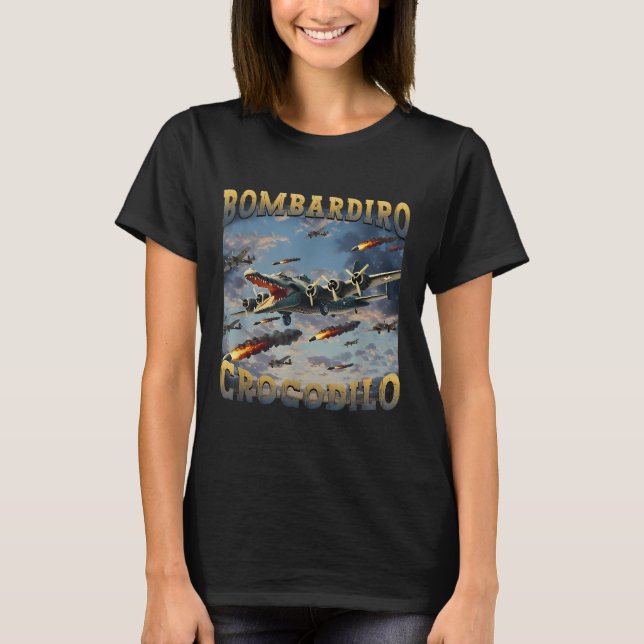 Funny Crokodile Meme Bombardiro Crokodilo Funny Br T Shirt (Framsida)