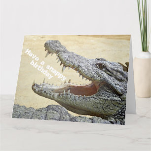 Funny Crokodile Reptile - Lycklig Snappy Birthday Kort