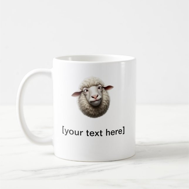 Funny Cross-Eyed Sheep Mug with Custom Text – Cute Kaffemugg (Vänster)