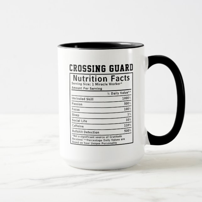 Funny Crossing Guard Nutrition Facts Staff Worker  Mugg (Höger)