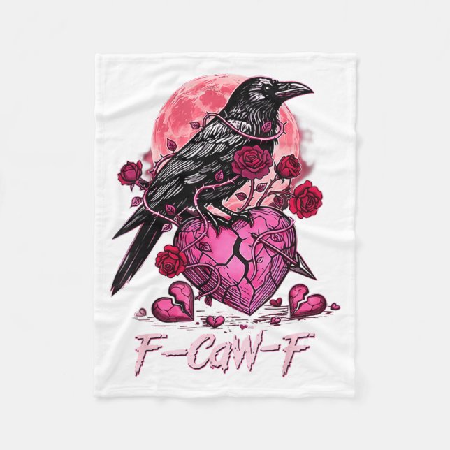Funny Crow F-caw-f Valentines Day Black Bird Fcawf Fleecefilt (Framsidan)