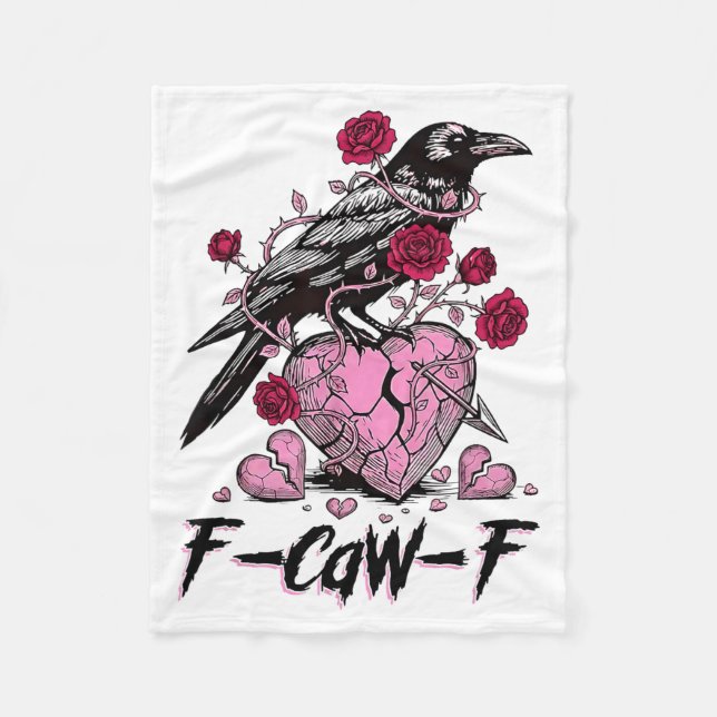 Funny Crow F-caw-f Valentines Day Black Bird Fcawf Fleecefilt (Framsidan)