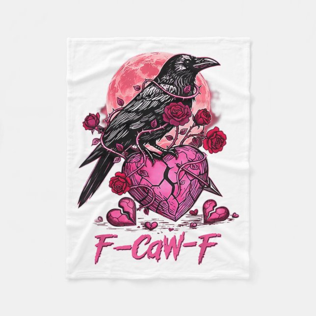 Funny Crow F-caw-f Valentines Day Black Bird Fcawf Fleecefilt (Framsidan)