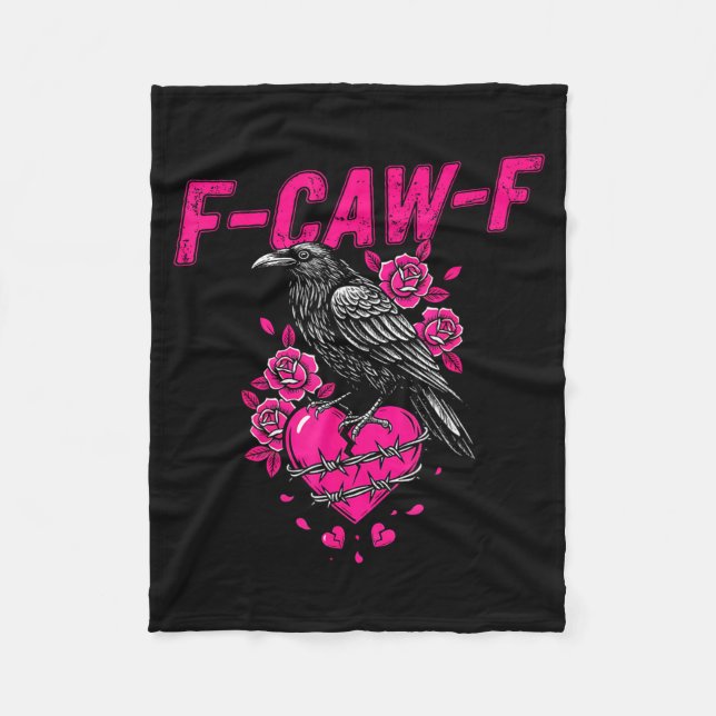 Funny Crow F-caw-f Valentines Day Black Bird Fcawf Fleecefilt (Framsidan)