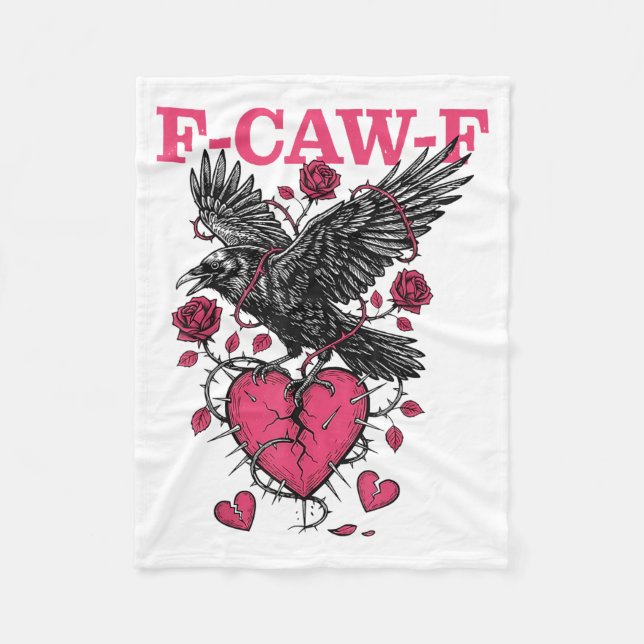 Funny Crow F-caw-f Valentines Day Black Bird Fcawf Fleecefilt (Framsidan)