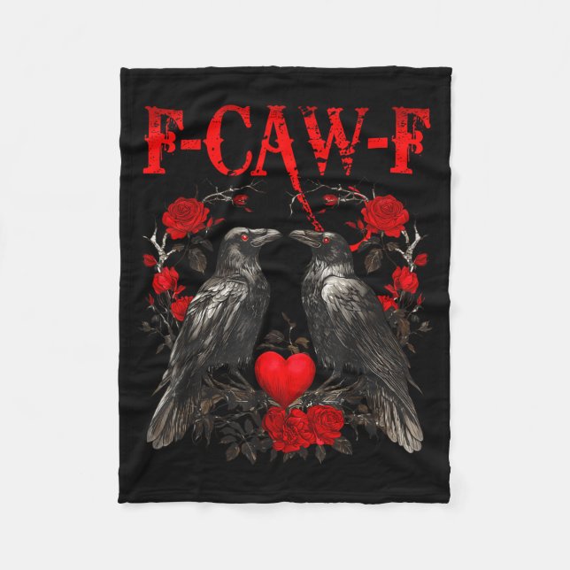 Funny Crow F-caw-f Valentines Day Black Bird Fcawf Fleecefilt (Framsidan)