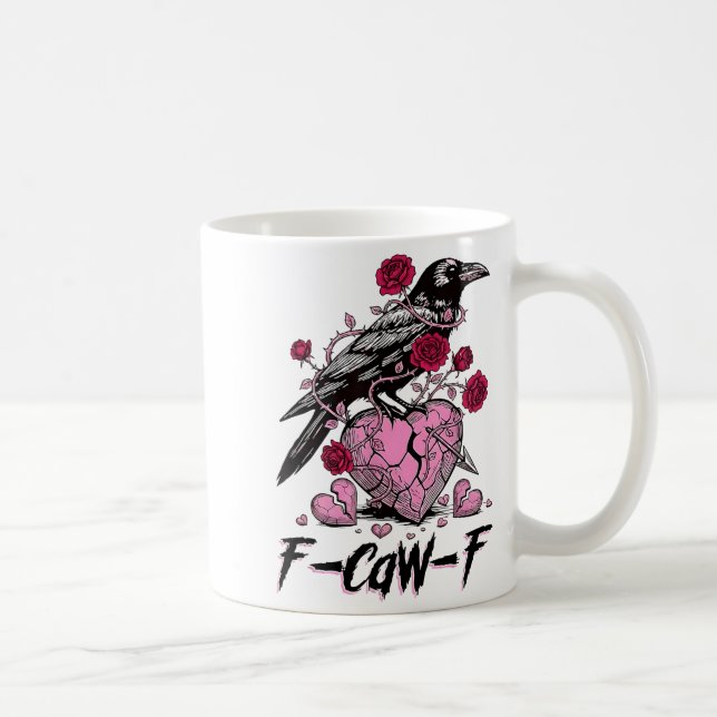Funny Crow F-caw-f Valentines Day Black Bird Fcawf Kaffemugg (Höger)