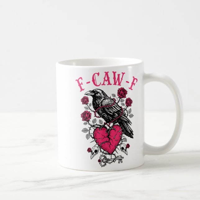 Funny Crow F-caw-f Valentines Day Black Bird Fcawf Kaffemugg (Höger)