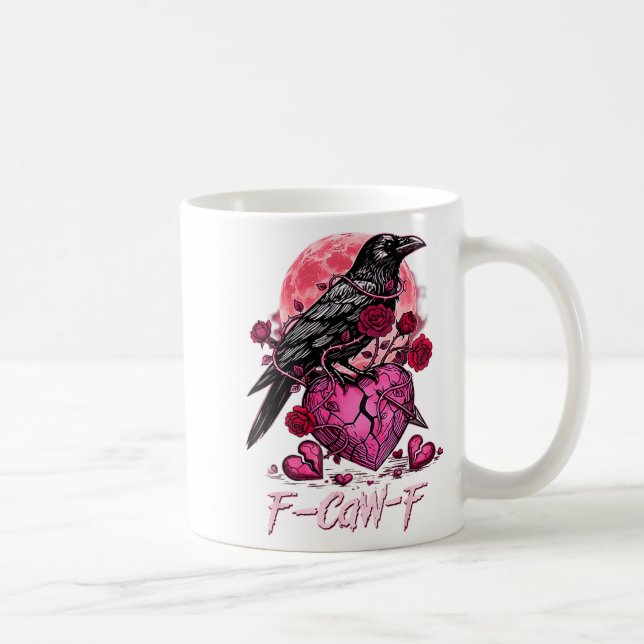 Funny Crow F-caw-f Valentines Day Black Bird Fcawf Kaffemugg (Höger)